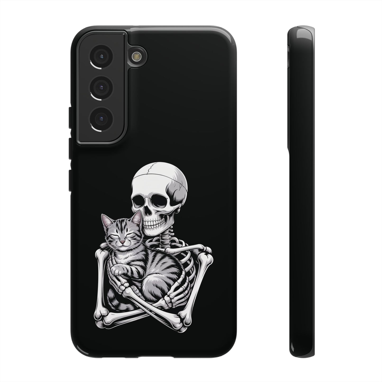 Skeleton Hugging Tabby Cat - Phone Case