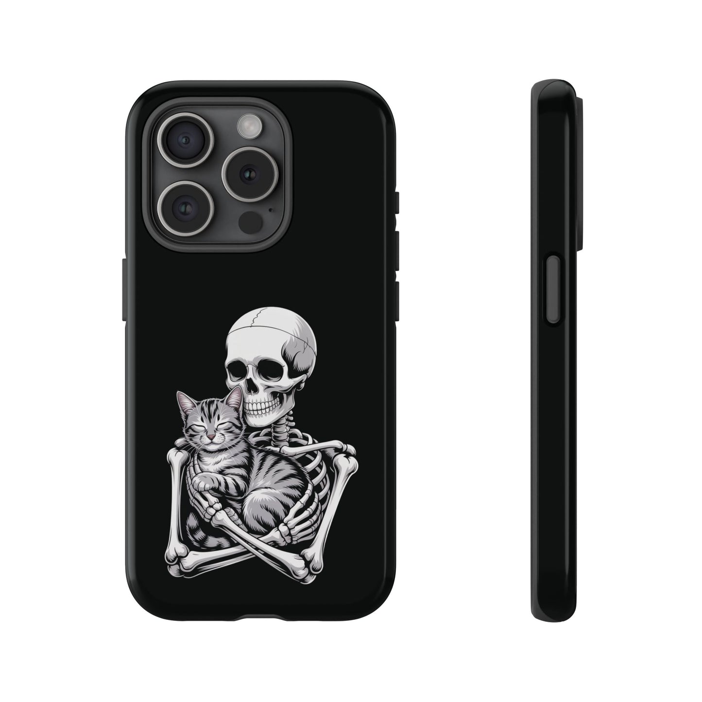 Skeleton Hugging Tabby Cat - Phone Case