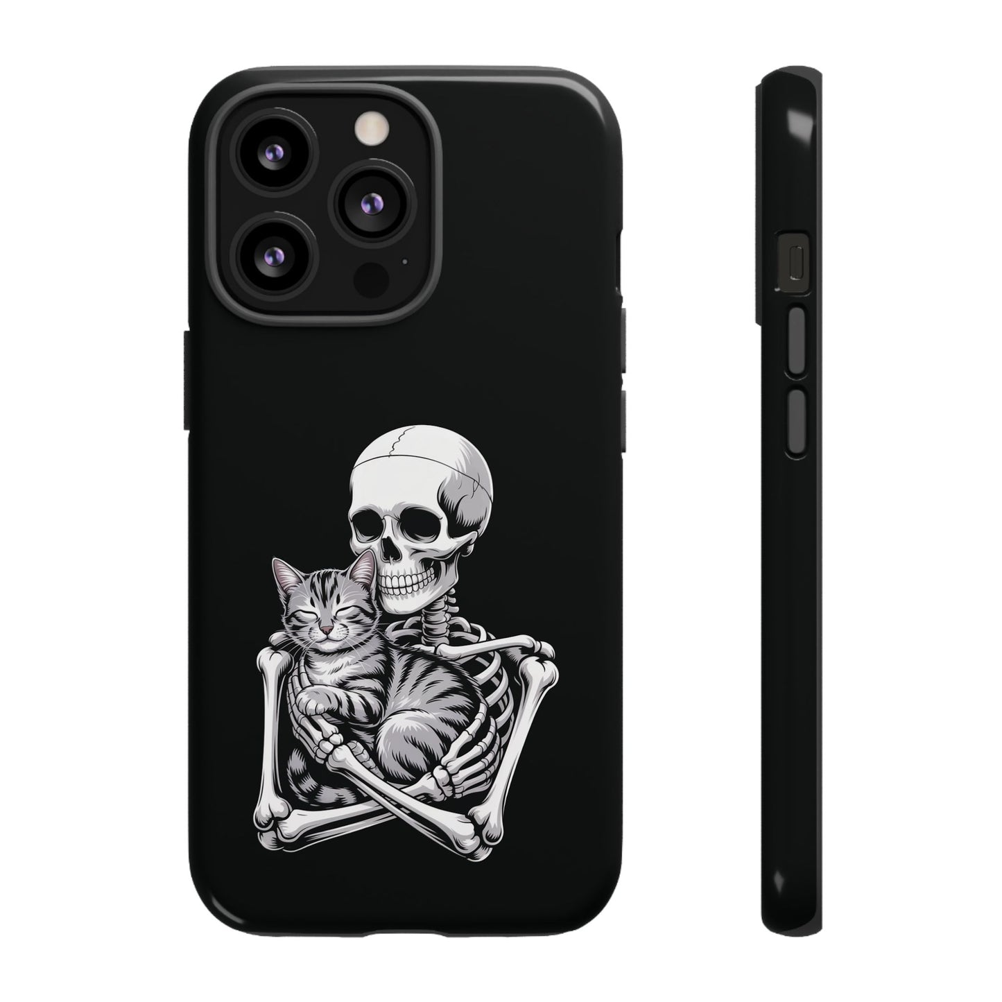 Skeleton Hugging Tabby Cat - Phone Case