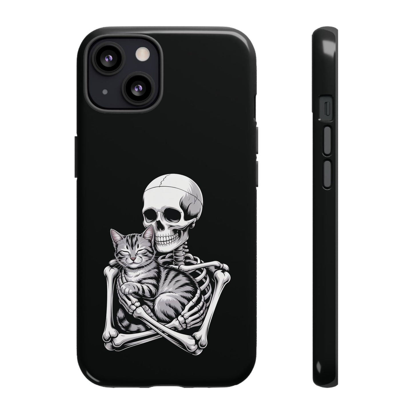 Skeleton Hugging Tabby Cat - Phone Case