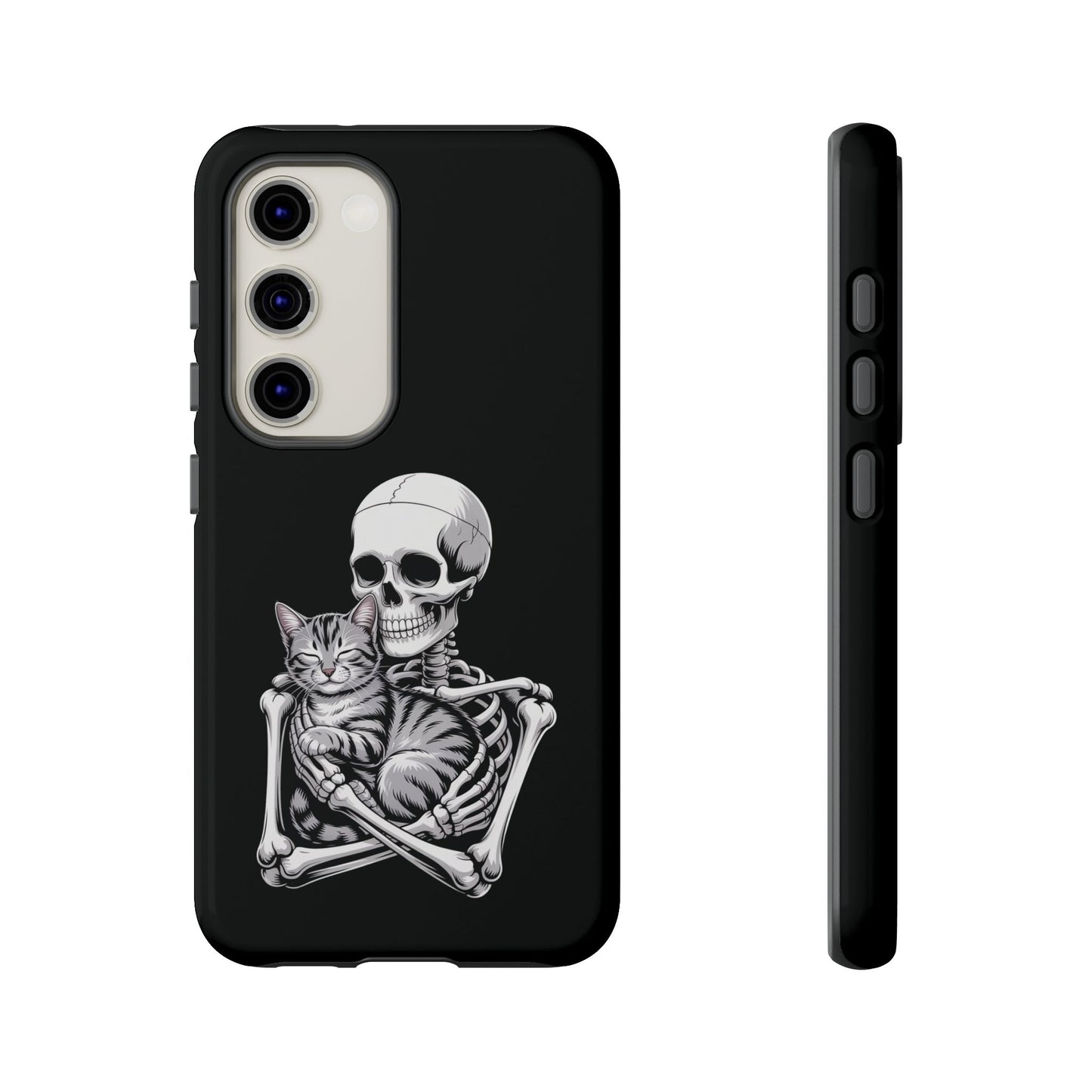 Skeleton Hugging Tabby Cat - Phone Case