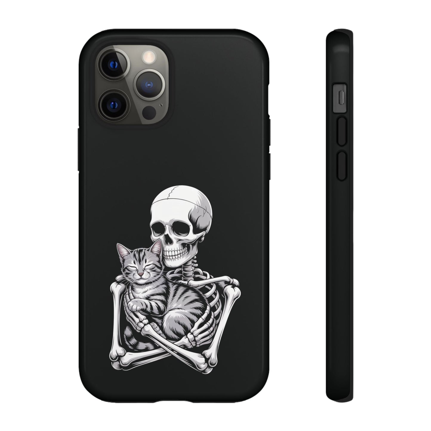 Skeleton Hugging Tabby Cat - Phone Case
