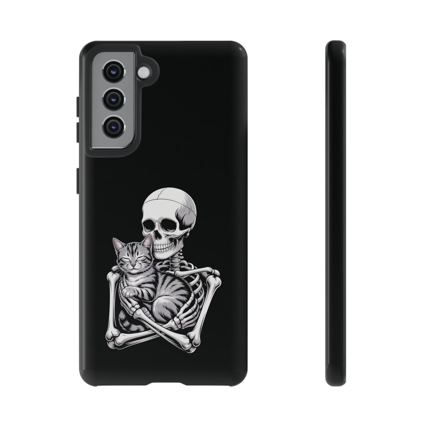 Skeleton Hugging Tabby Cat - Phone Case