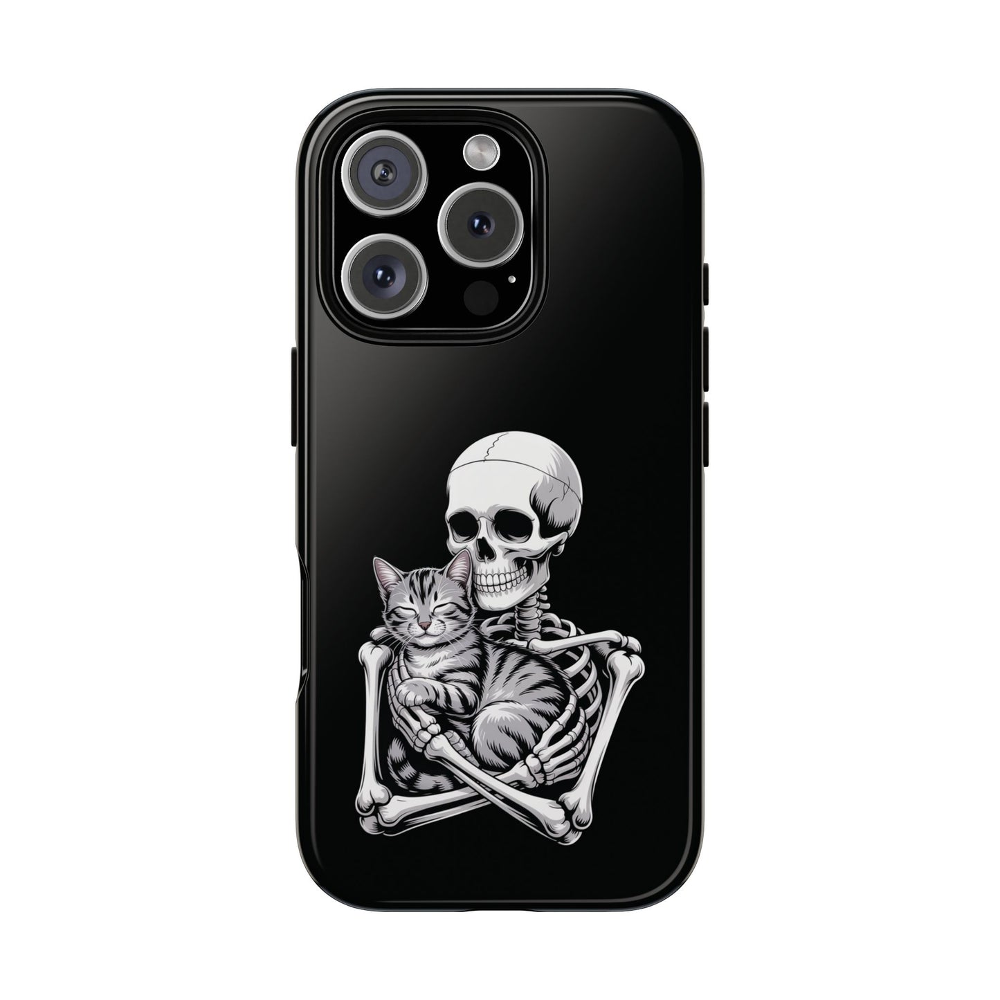 Skeleton Hugging Tabby Cat - Phone Case
