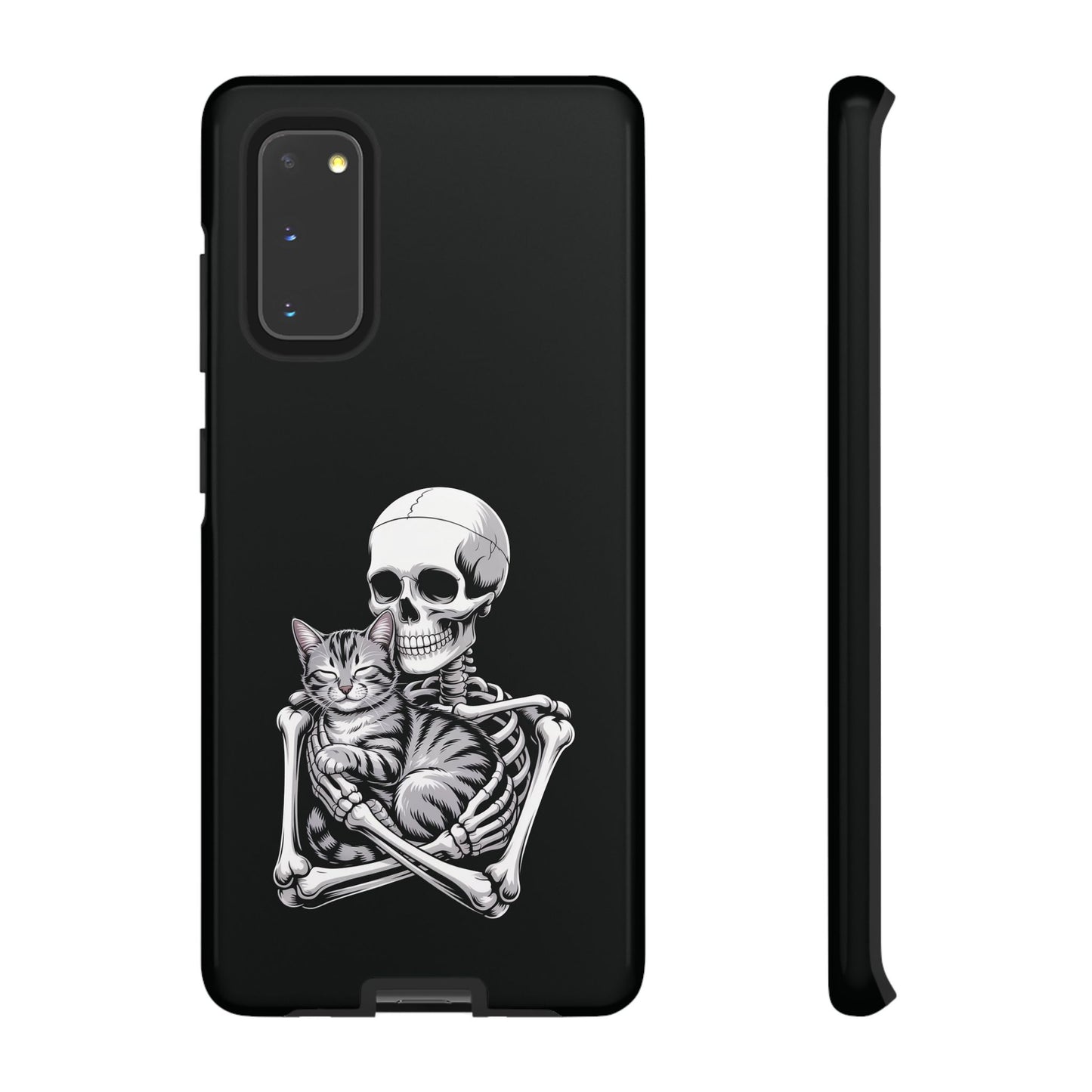 Skeleton Hugging Tabby Cat - Phone Case