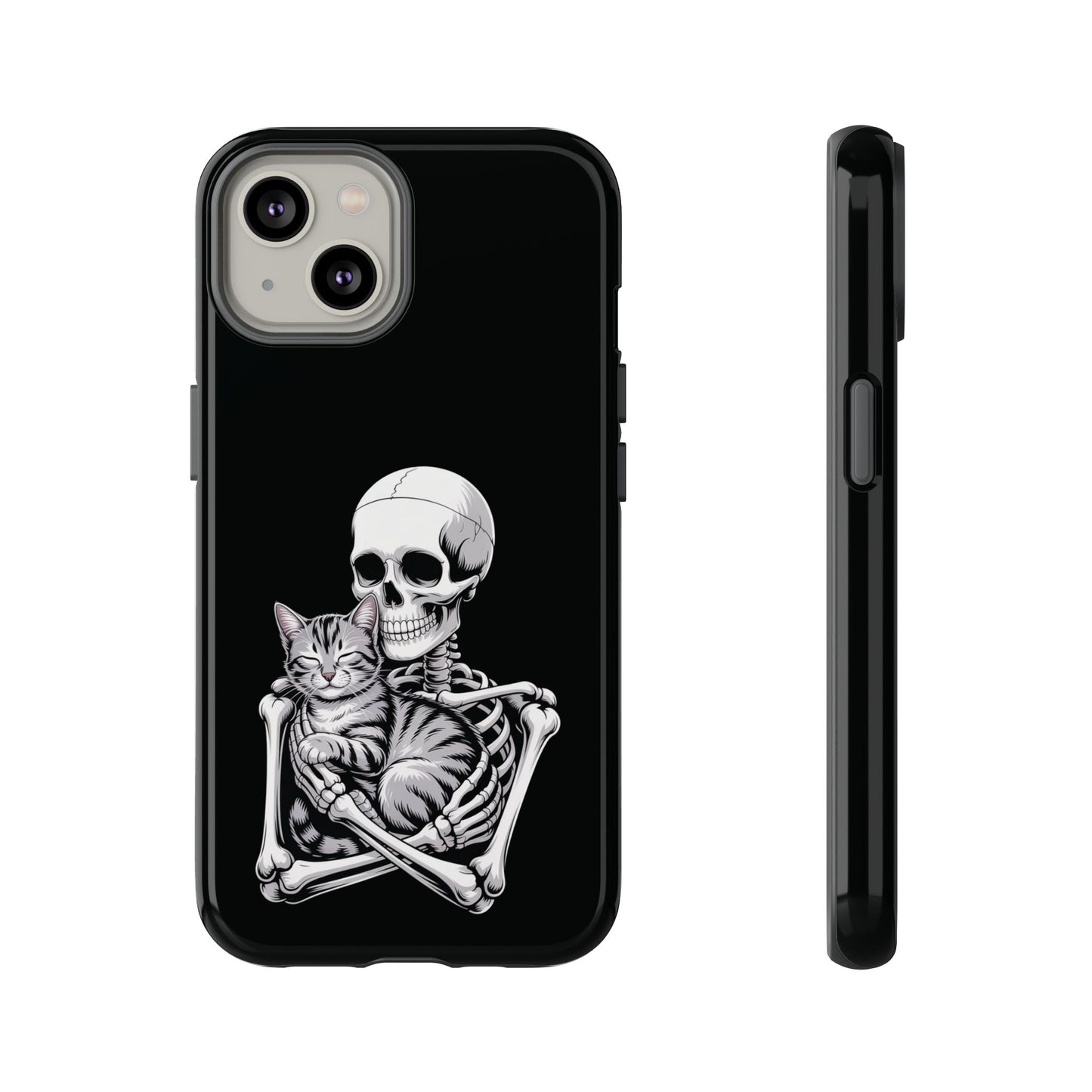 Skeleton Hugging Tabby Cat - Phone Case