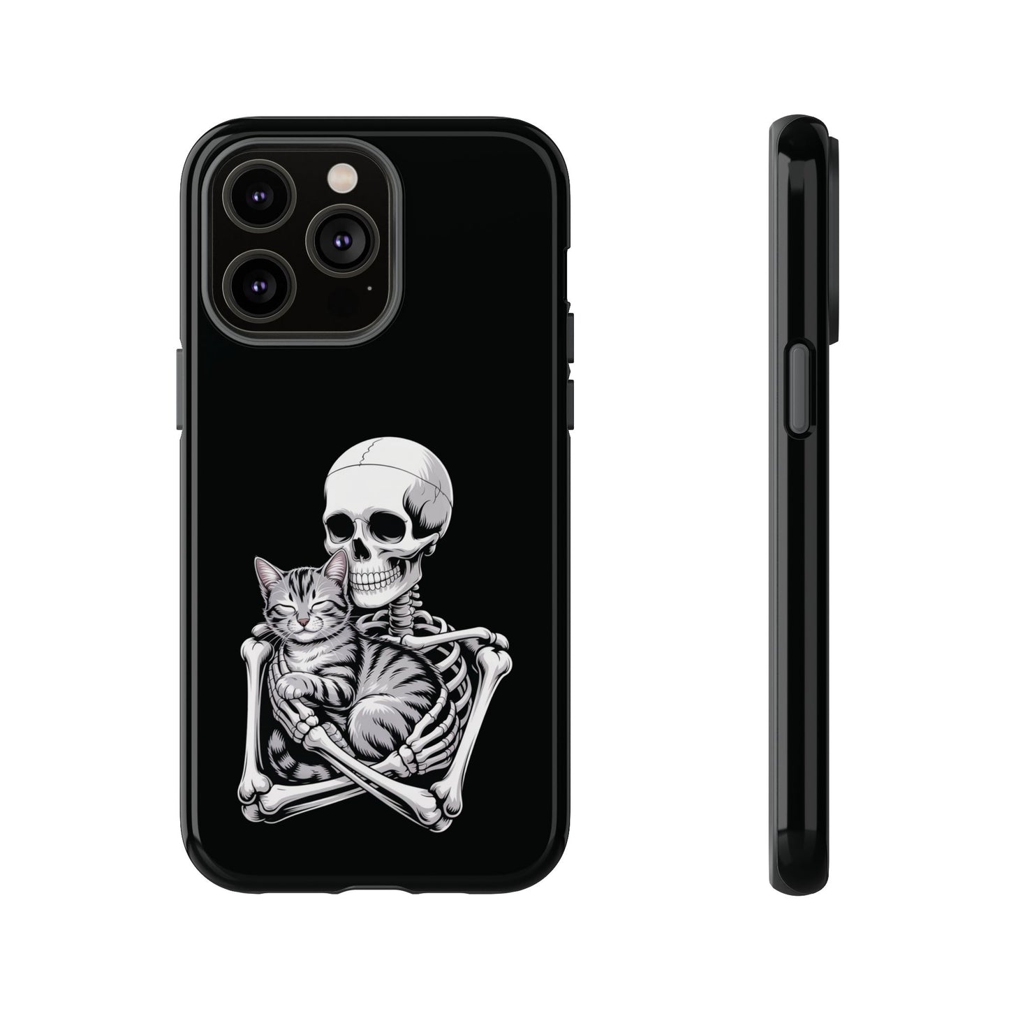 Skeleton Hugging Tabby Cat - Phone Case