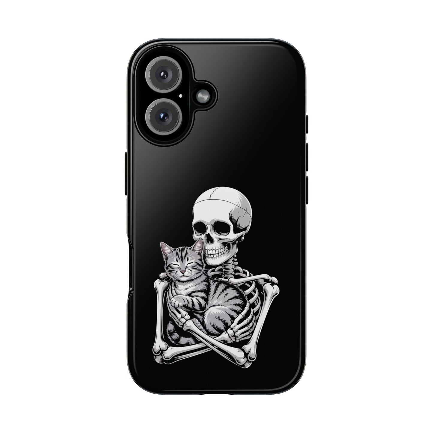 Skeleton Hugging Tabby Cat - Phone Case