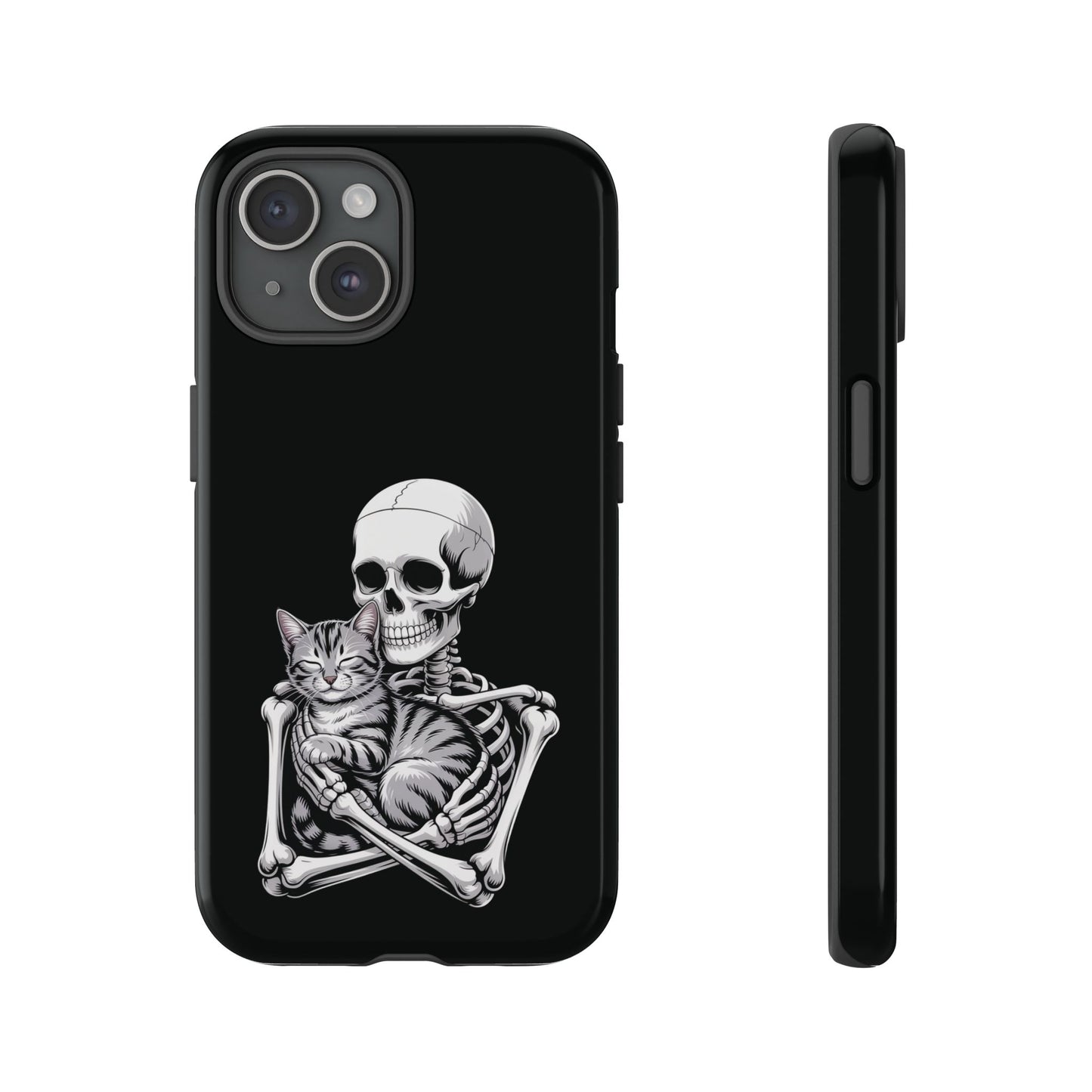 Skeleton Hugging Tabby Cat - Phone Case
