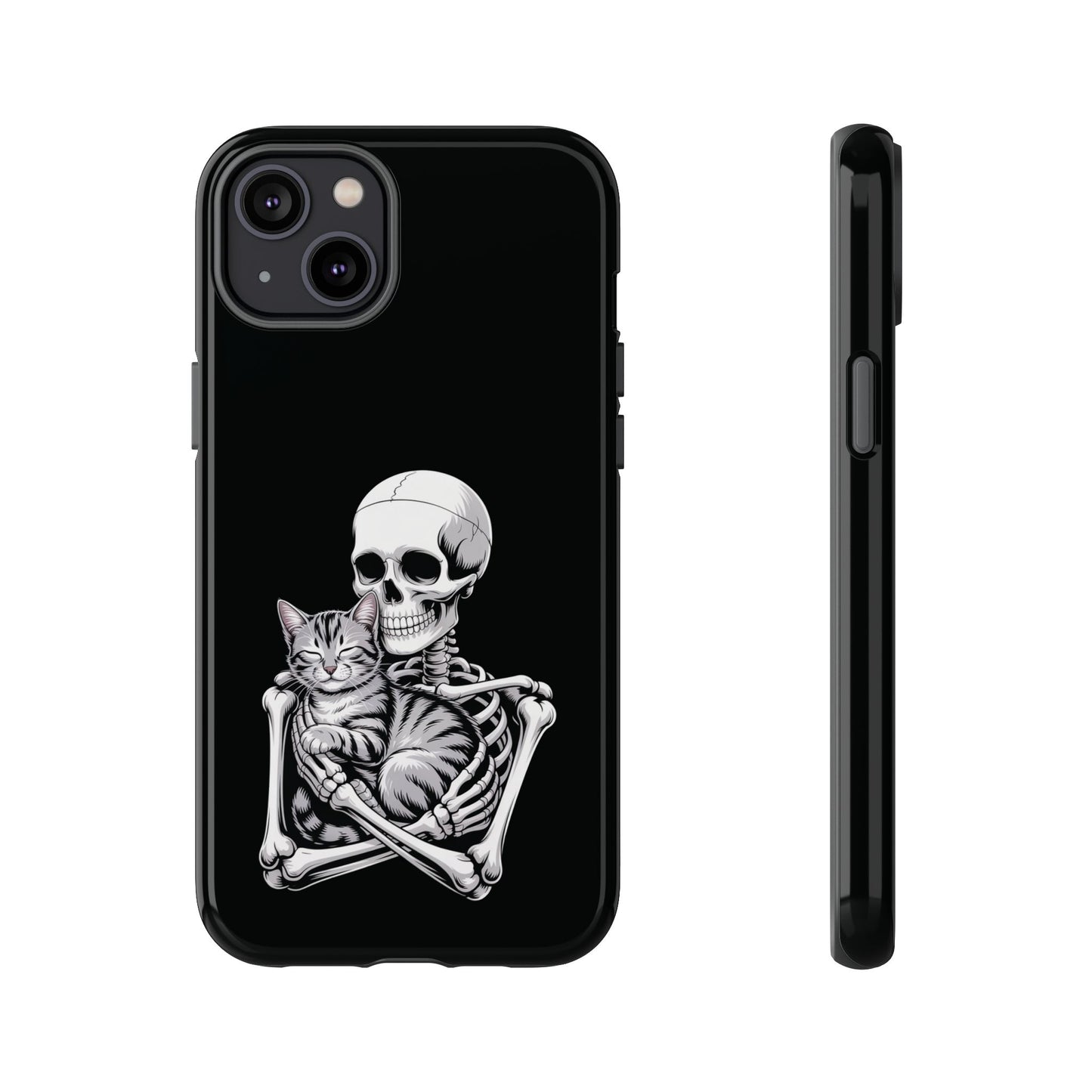 Skeleton Hugging Tabby Cat - Phone Case