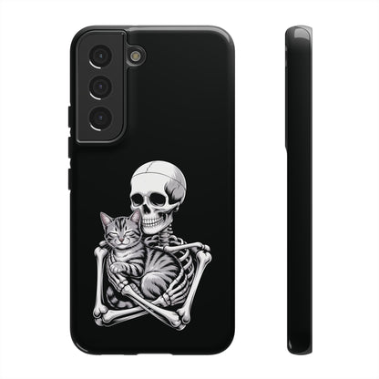 Skeleton Hugging Tabby Cat  - Phone Case