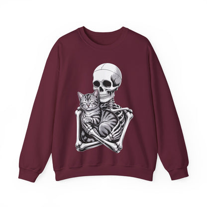 Skeleton Hugging Tabby Cat - Unisex Sweatshirt