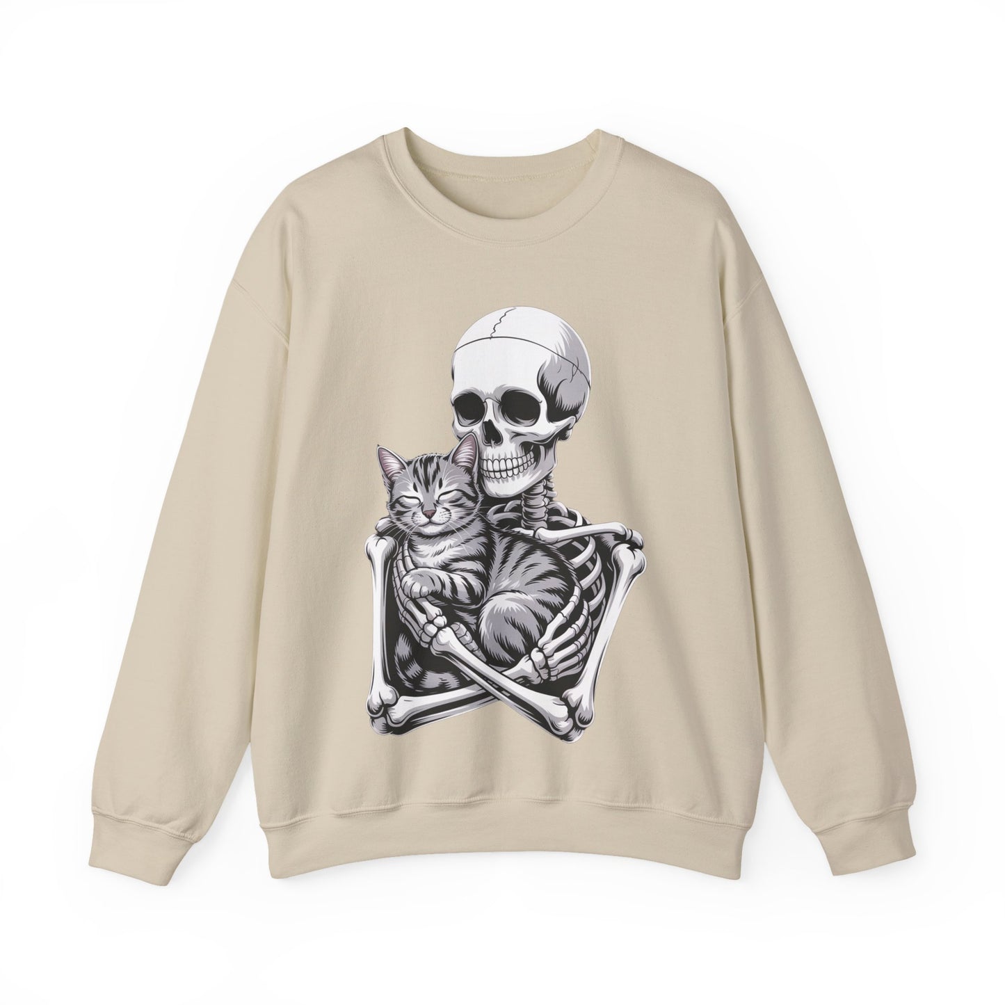 Skeleton Hugging Tabby Cat - Unisex Sweatshirt