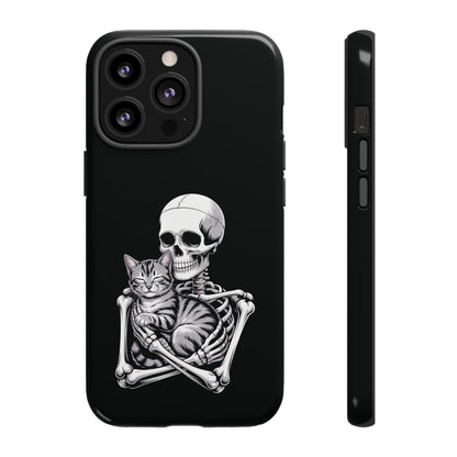 Skeleton Hugging Tabby Cat  - Phone Case