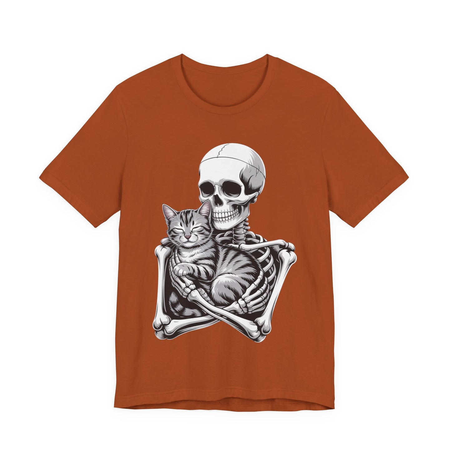 Skeleton Hugging Tabby Cat - Unisex T-Shirt