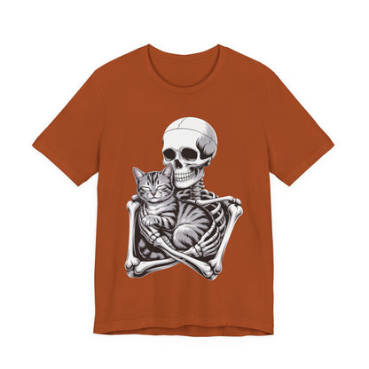Skeleton Hugging Tabby Cat - Unisex T-Shirt