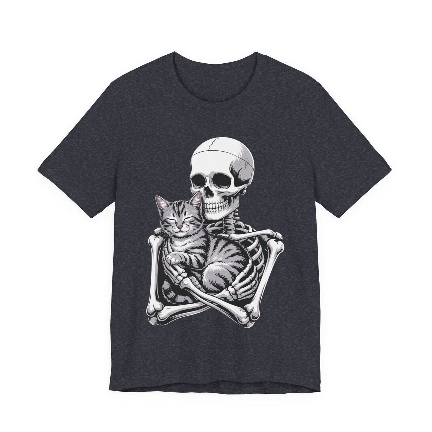 Skeleton Hugging Tabby Cat - Unisex T-Shirt
