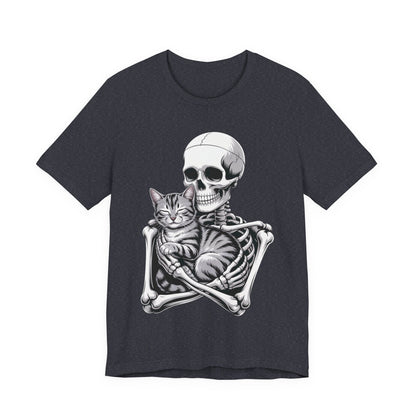 Skeleton Hugging Tabby Cat - Unisex T-Shirt