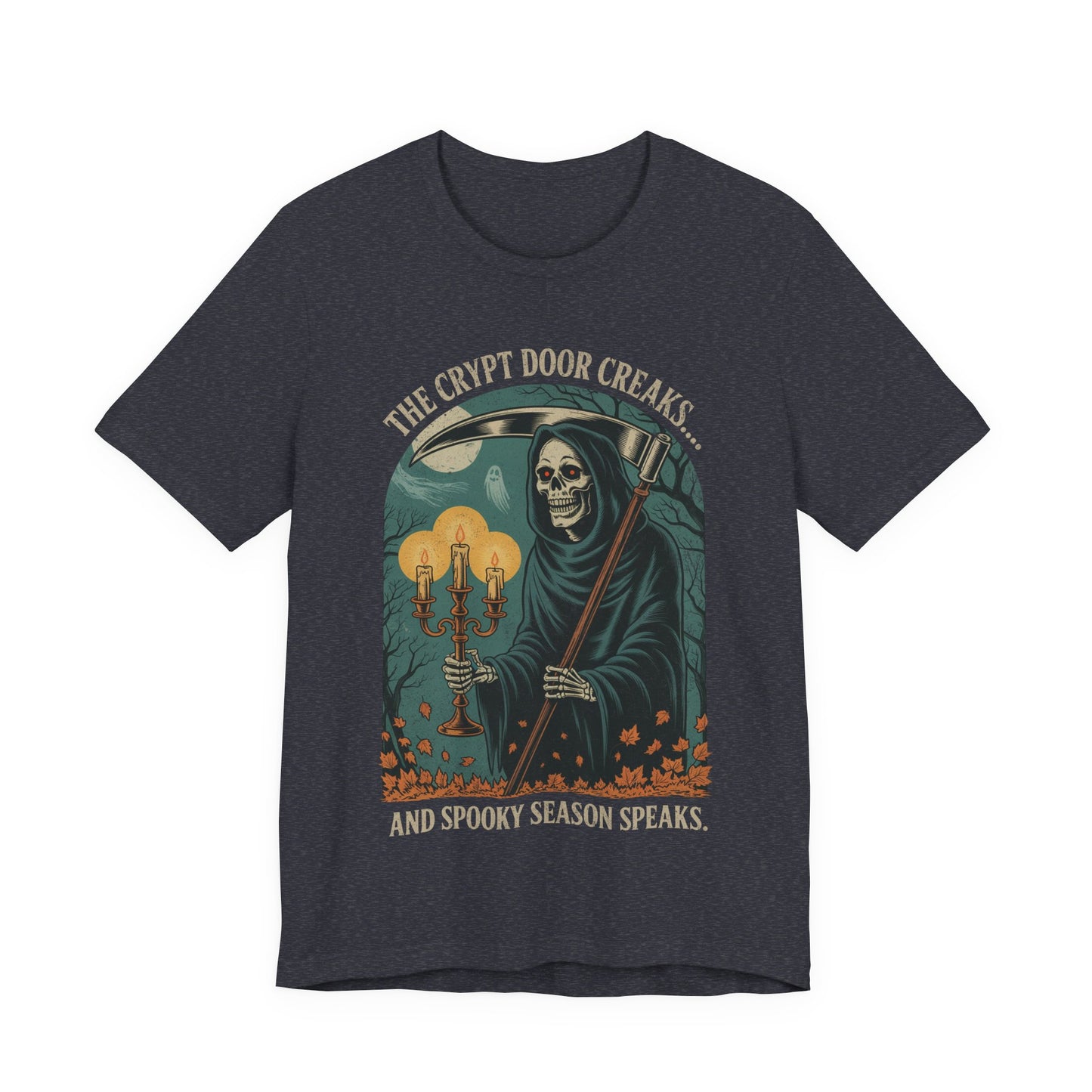 The Crypt Door Creaks… And Spooky Season Speaks. - Unisex T-Shirt