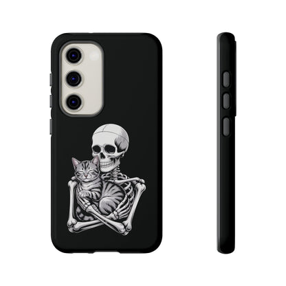 Skeleton Hugging Tabby Cat  - Phone Case