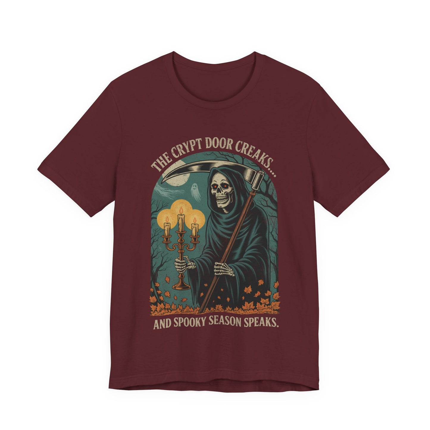 The Crypt Door Creaks… And Spooky Season Speaks. - Unisex T-Shirt