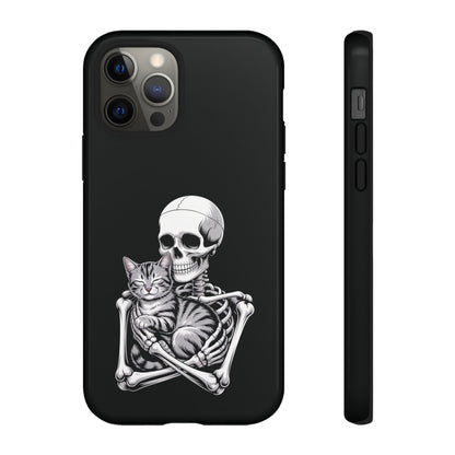 Skeleton Hugging Tabby Cat  - Phone Case