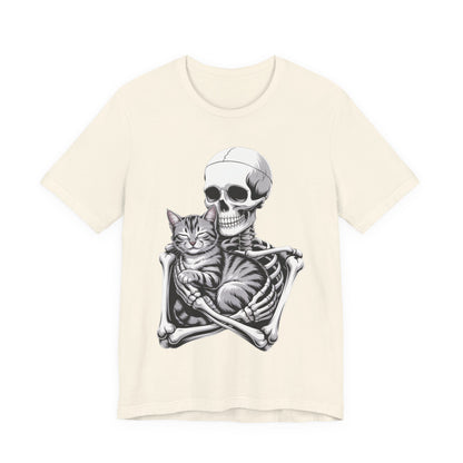 Skeleton Hugging Tabby Cat - Unisex T-Shirt