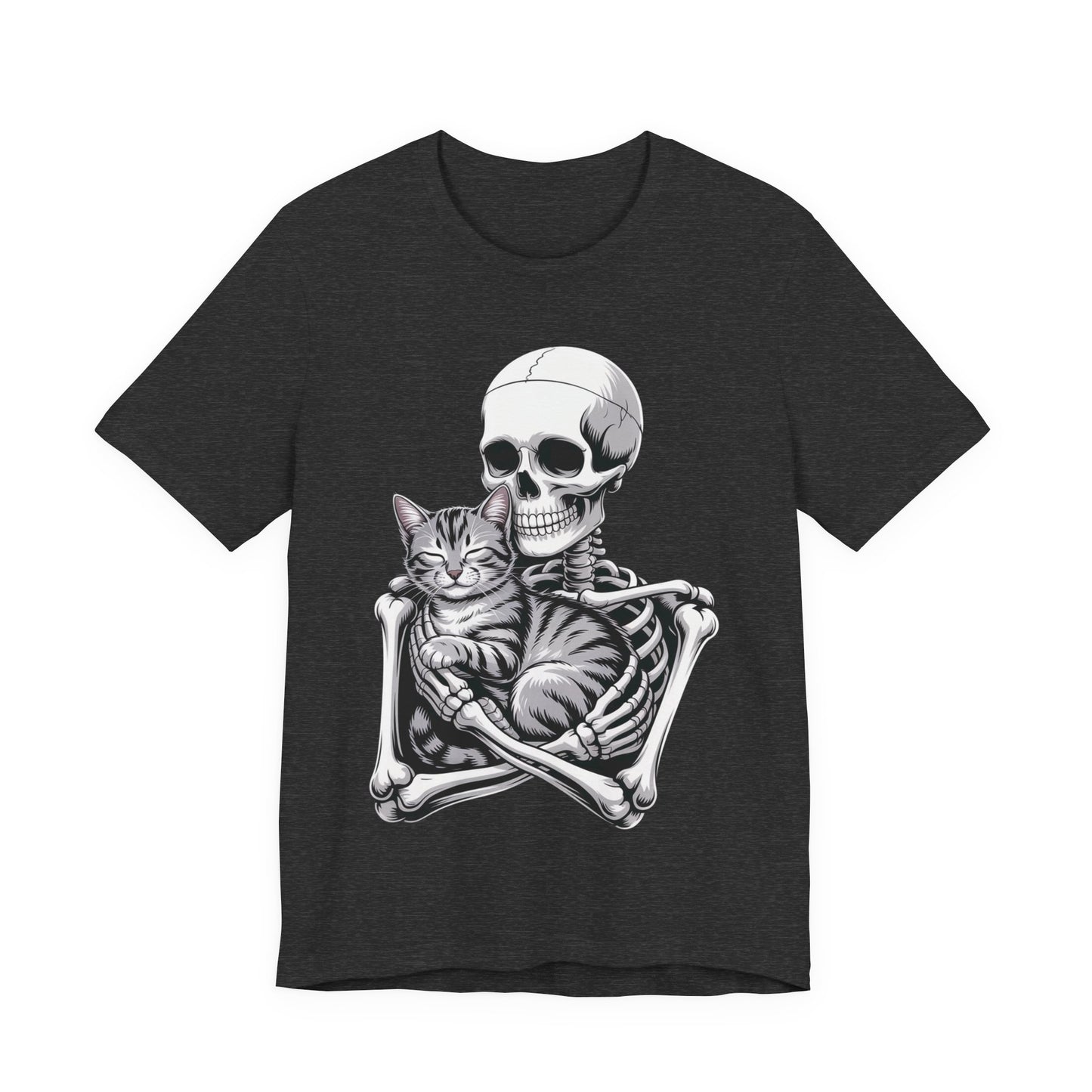 Skeleton Hugging Tabby Cat - Unisex T-Shirt