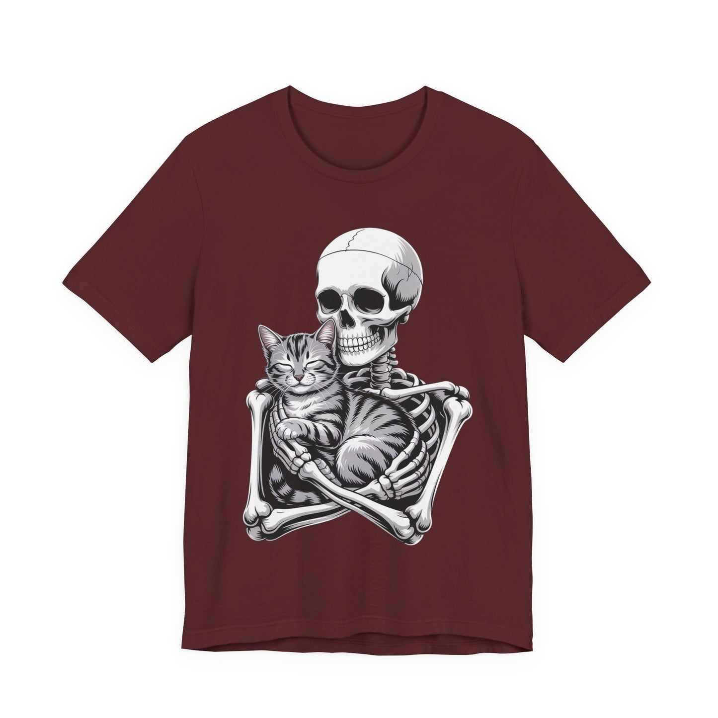Skeleton Hugging Tabby Cat - Unisex T-Shirt