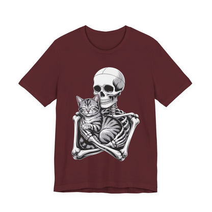 Skeleton Hugging Tabby Cat - Unisex T-Shirt