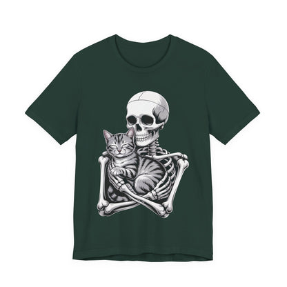 Skeleton Hugging Tabby Cat - Unisex T-Shirt