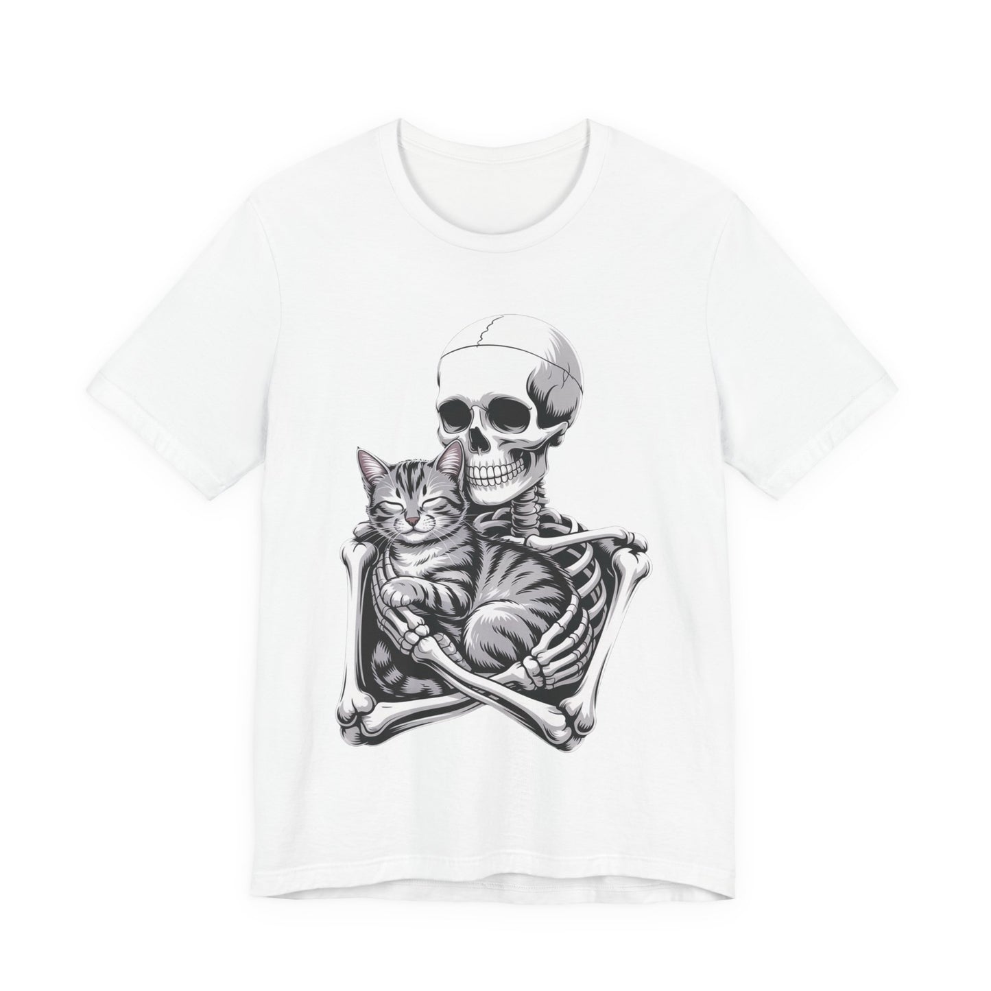 Skeleton Hugging Tabby Cat - Unisex T-Shirt