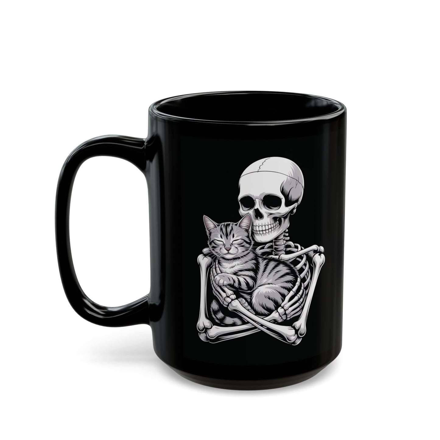 Skeleton Hugging Tabby Cat - Mug