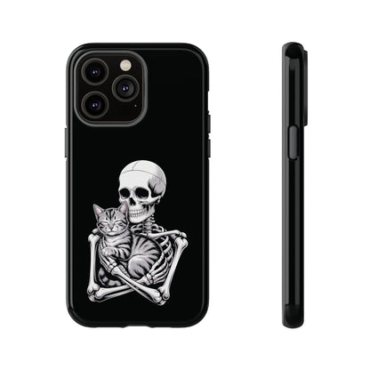 Skeleton Hugging Tabby Cat  - Phone Case