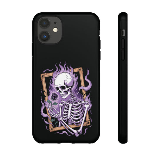 Skeleton flame rose glossy phone case for iPhone and Samsung