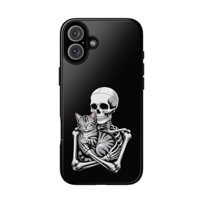 Skeleton Hugging Tabby Cat  - Phone Case