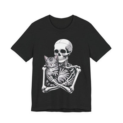 Skeleton Hugging Tabby Cat - Unisex T-Shirt