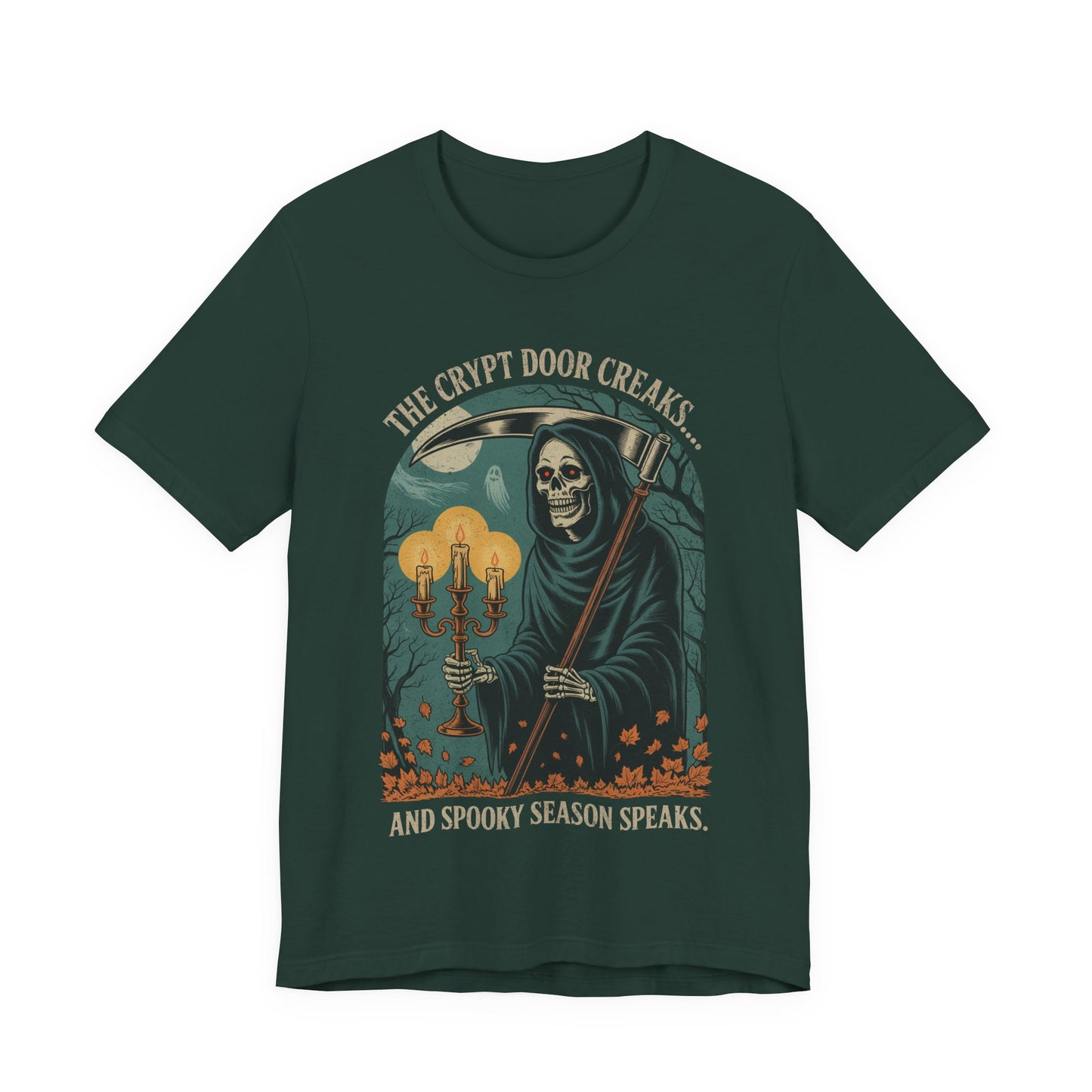 The Crypt Door Creaks… And Spooky Season Speaks. - Unisex T-Shirt