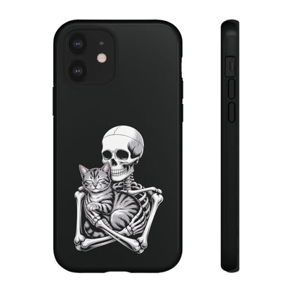 Skeleton Hugging Tabby Cat  - Phone Case