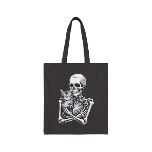 Skeleton Hugging Tabby Cat - Tote Bag