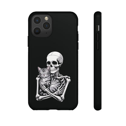 Skeleton Hugging Tabby Cat  - Phone Case