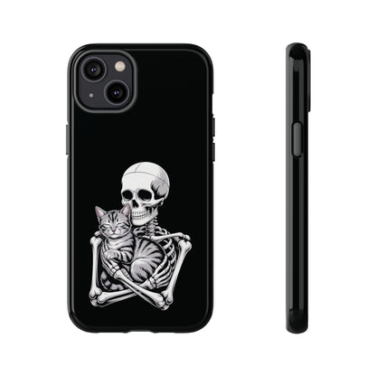 Skeleton Hugging Tabby Cat  - Phone Case