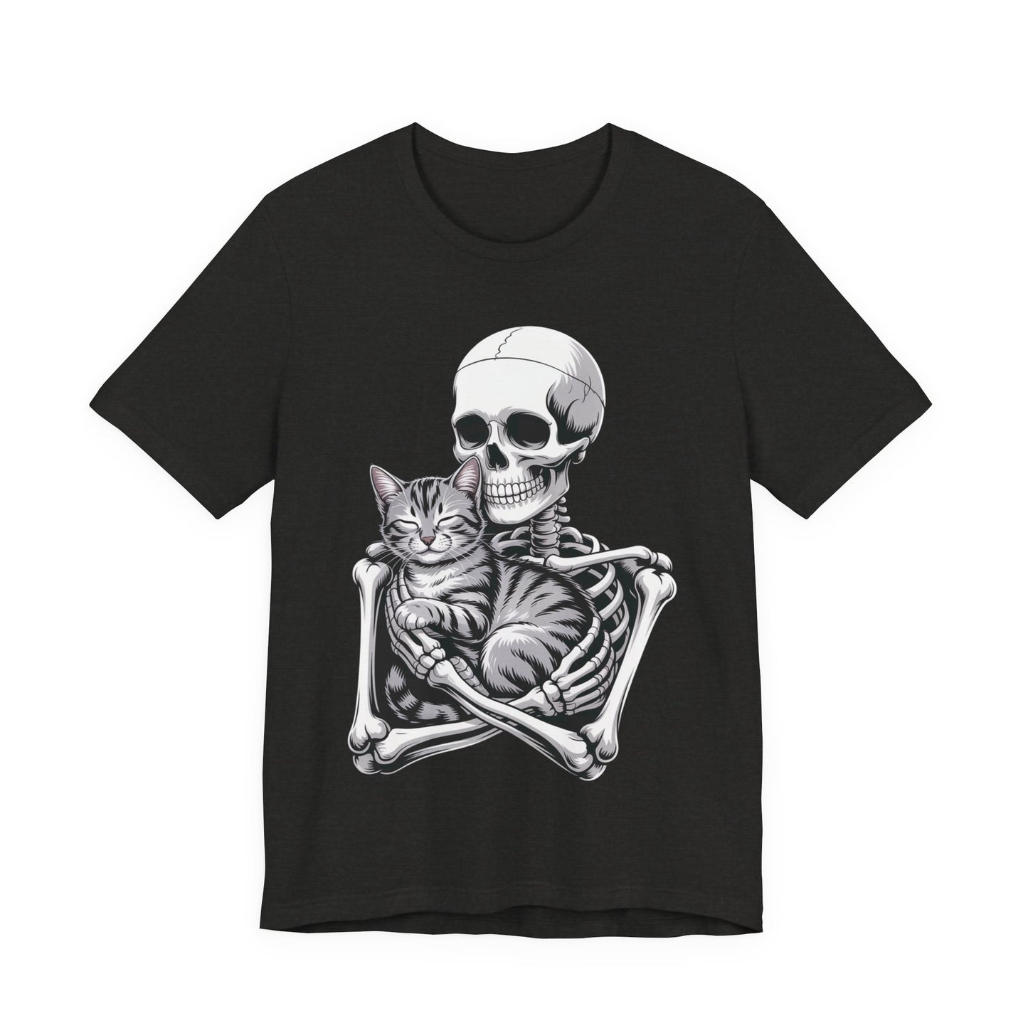 Skeleton Hugging Tabby Cat - Unisex T-Shirt