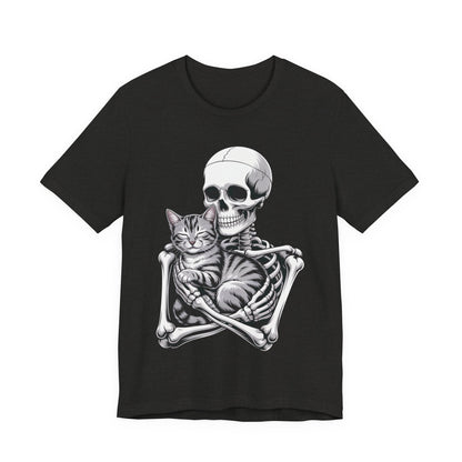 Skeleton Hugging Tabby Cat - Unisex T-Shirt