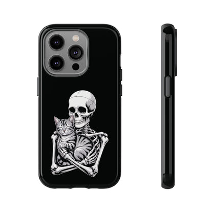 Skeleton Hugging Tabby Cat  - Phone Case