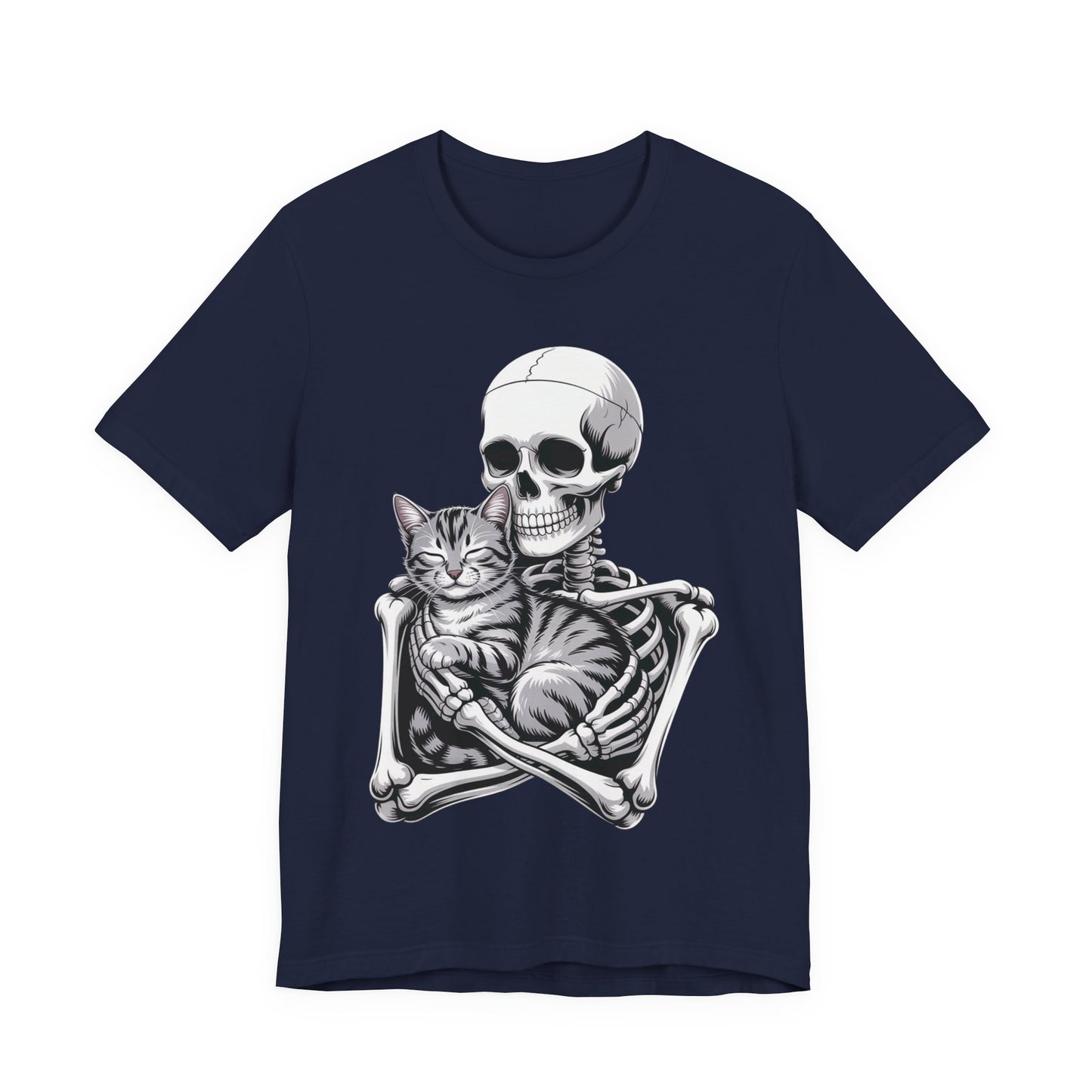 Skeleton Hugging Tabby Cat - Unisex T-Shirt